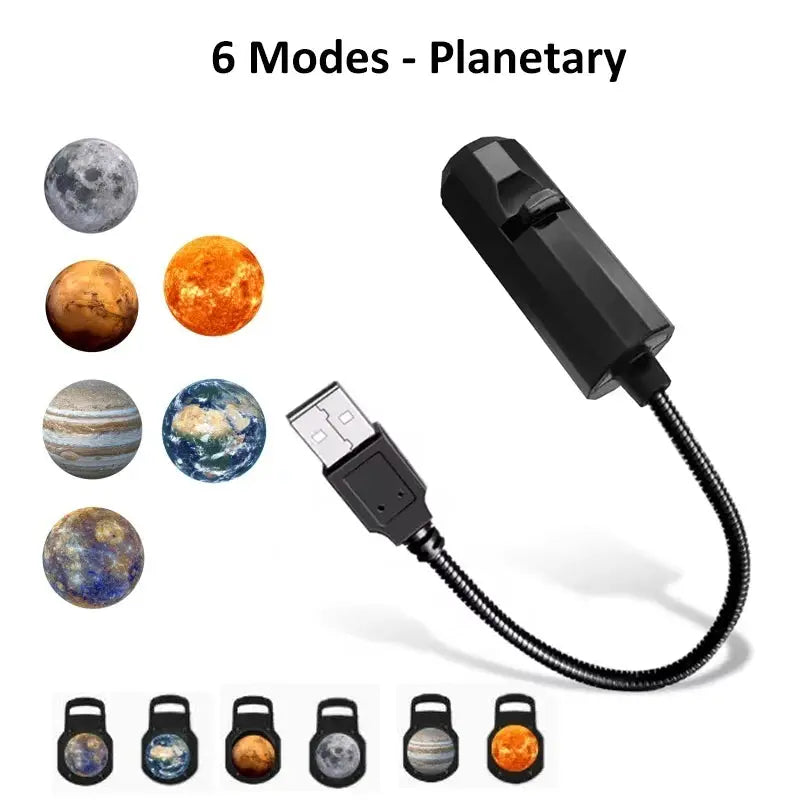 Night Light Projector | Rotatable Housing | USB Plug Powered | Switchable Discs