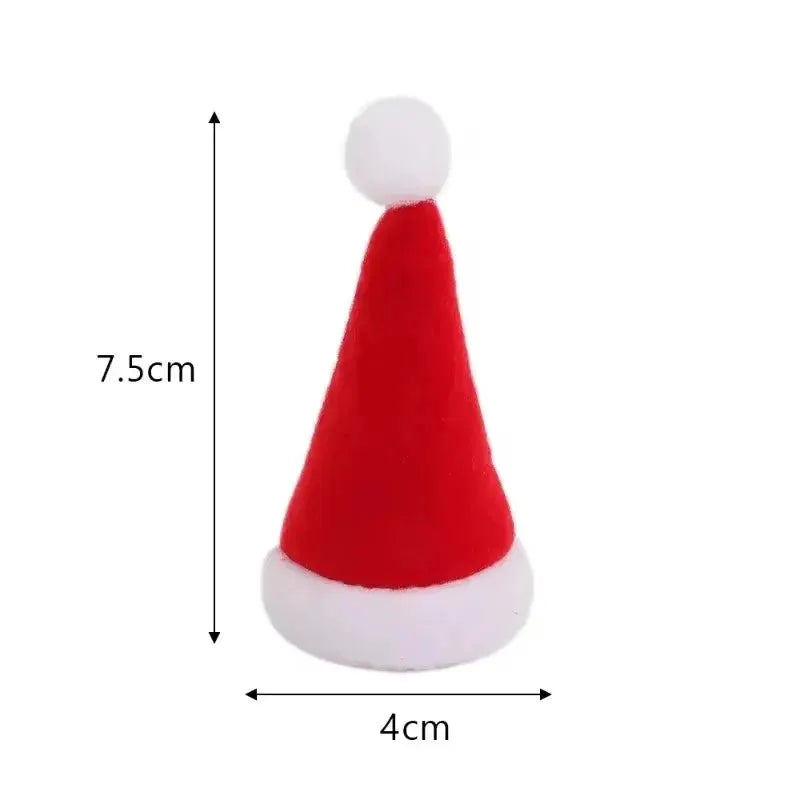 Mini Santa Hats | Single Sided Velvet | Size 7 By 4 Cms
