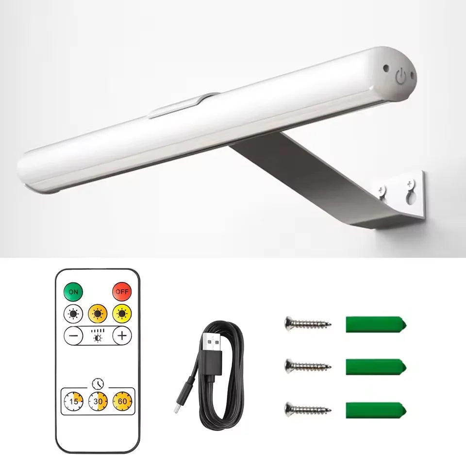 LED Picture Light | 4000mAh Rechargeable | 3 Color Dimming | Gold Finish
