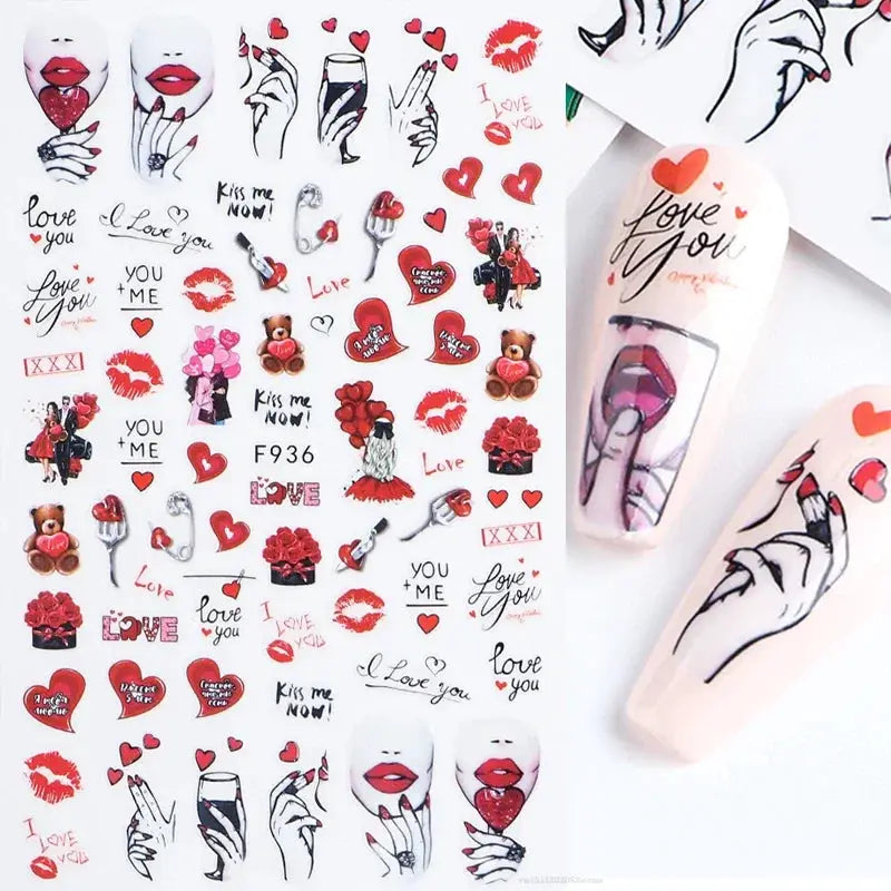 1PCS Laser Love Letter Nail Sticker Nail Art Decoration Flower Star supplies Decals Press On Nails Stickers Parts from PriceLows™