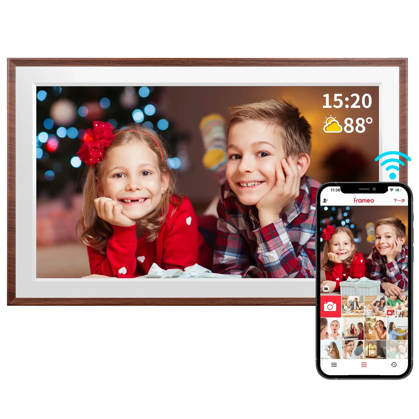 FRAMEO Digital Picture Frame- 15.6inch Digital Photo Frame with 1920 * 1080 IPS Touch Screen HD Disply,Built-in 32GB Storage,Wal from PriceLows™