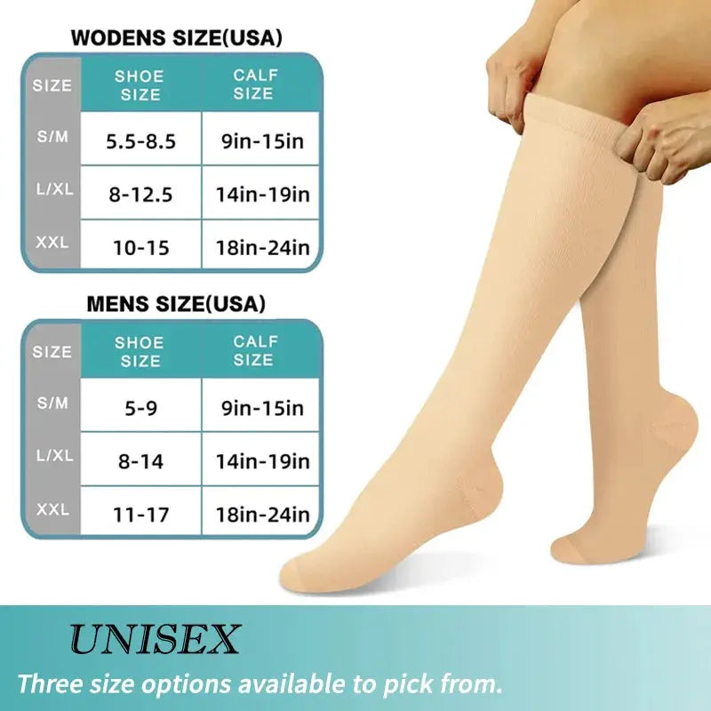 Compression Socks | 15 To 20 Mmhg | Knee High | 3 Pair Pack