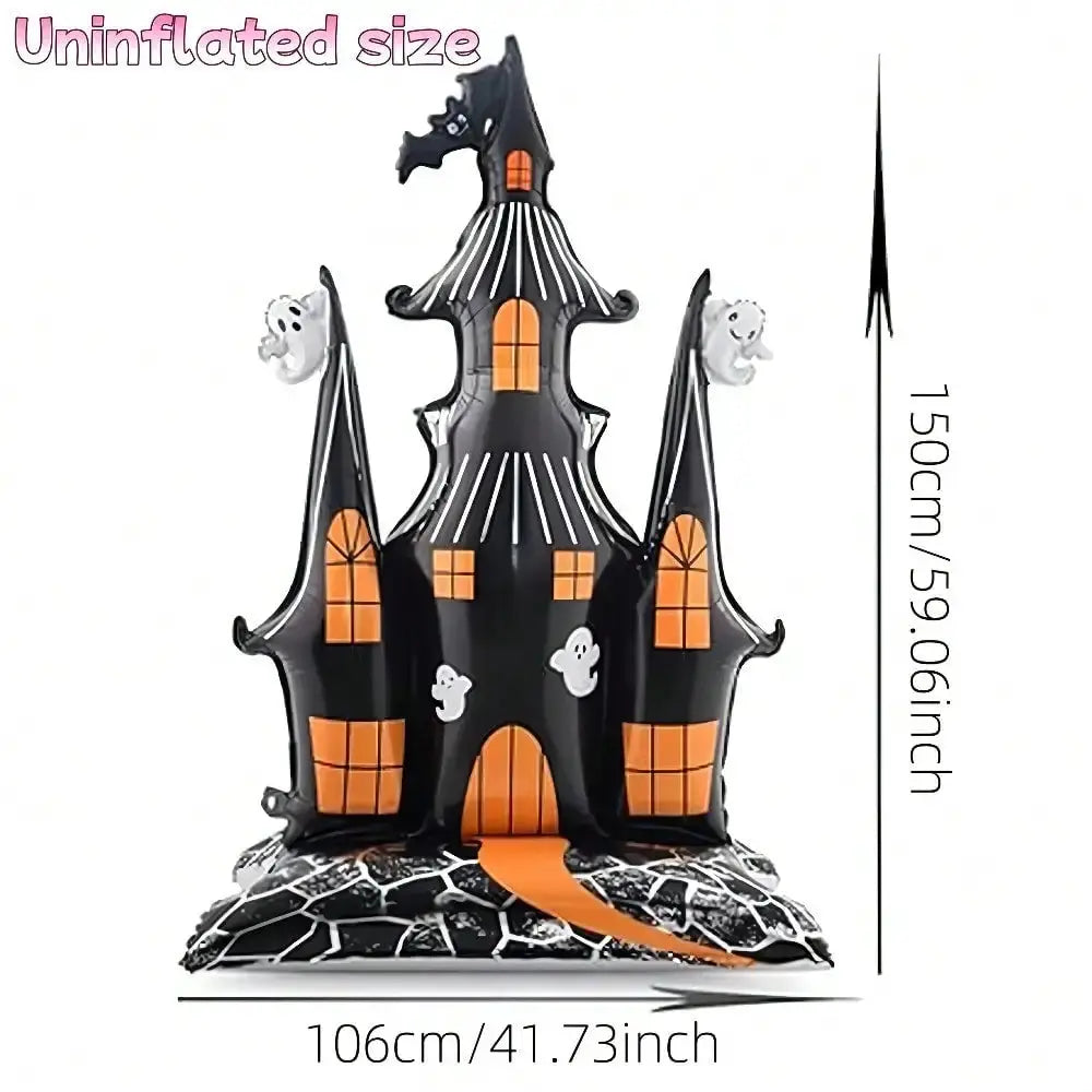 Haunted Castle Foil Balloon | 59 Inch Large | Ghost And Bat Design