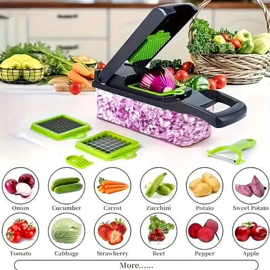Vegetable Slicer | Multifunctional | Stainless Steel Blades | 14/16 Piece Set
