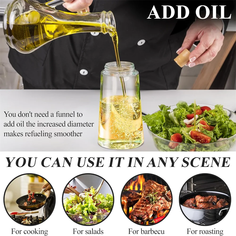 Oil Sprayer | 2 in 1 Dispenser | Glass 470ml Food grade | Kitchen Use