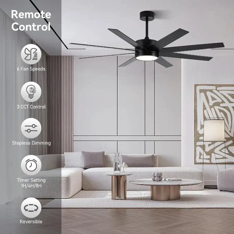 Ceiling Fan with Light 60 inch Modern Ceiling Fan with Remote Control Reversible DC Motor Stepless Dimmable Noiseless for Indoo from PriceLows™