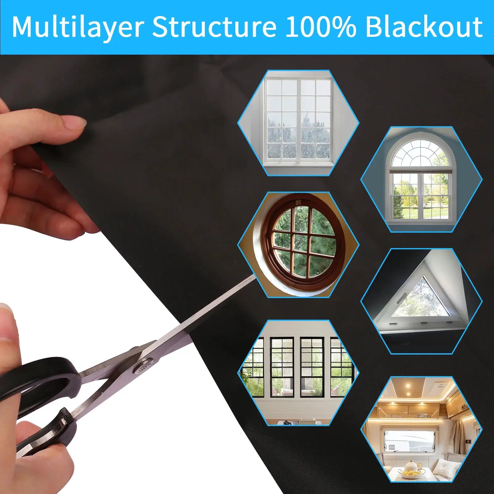 Blackout Blinds Stick On Temporary 1/1.5/2/3/4M No Drilling Black Out Blinds for Windows Portable Blackout Curtains for Bedroom from PriceLows™