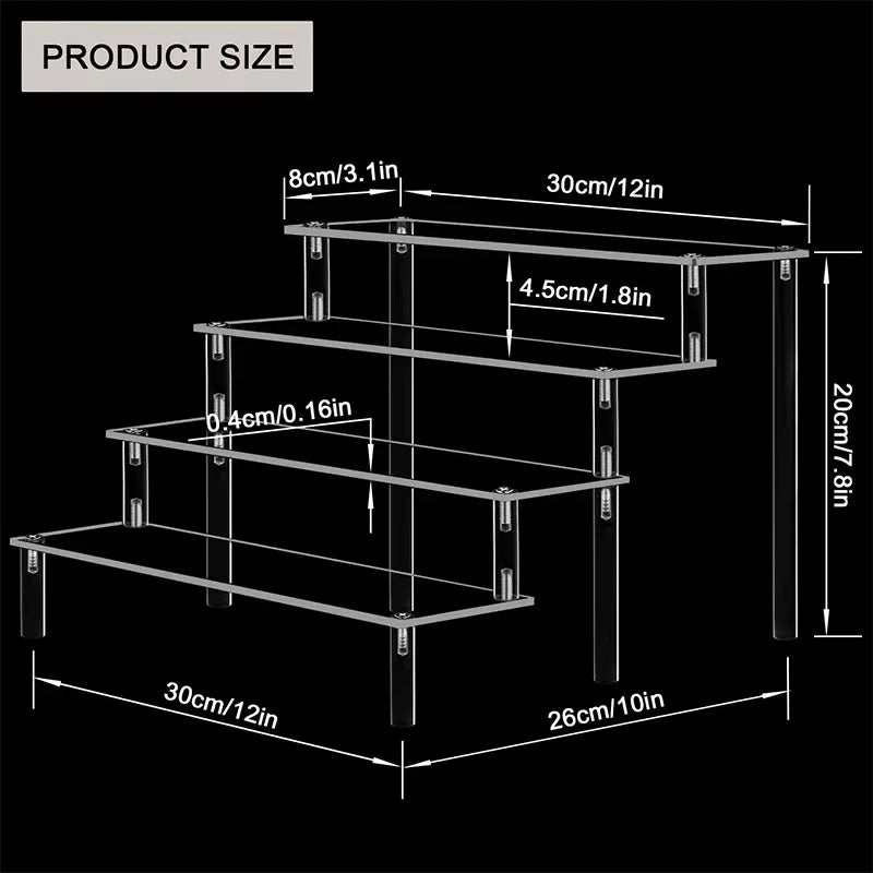 1-5 Tier Acrylic Display Stand Clear Display Riser Rack for Cupcake Perfume Doll Décor Organizer Amiibo Funko POP Figures DC05 from PriceLows™