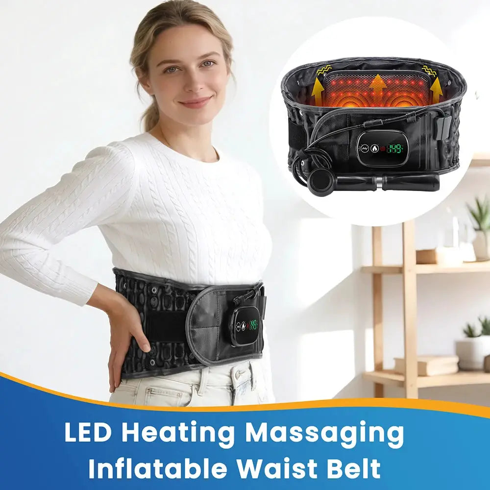 Lumbar Waist Belt | Cordless Inflatable Air Traction | Heat Vibration