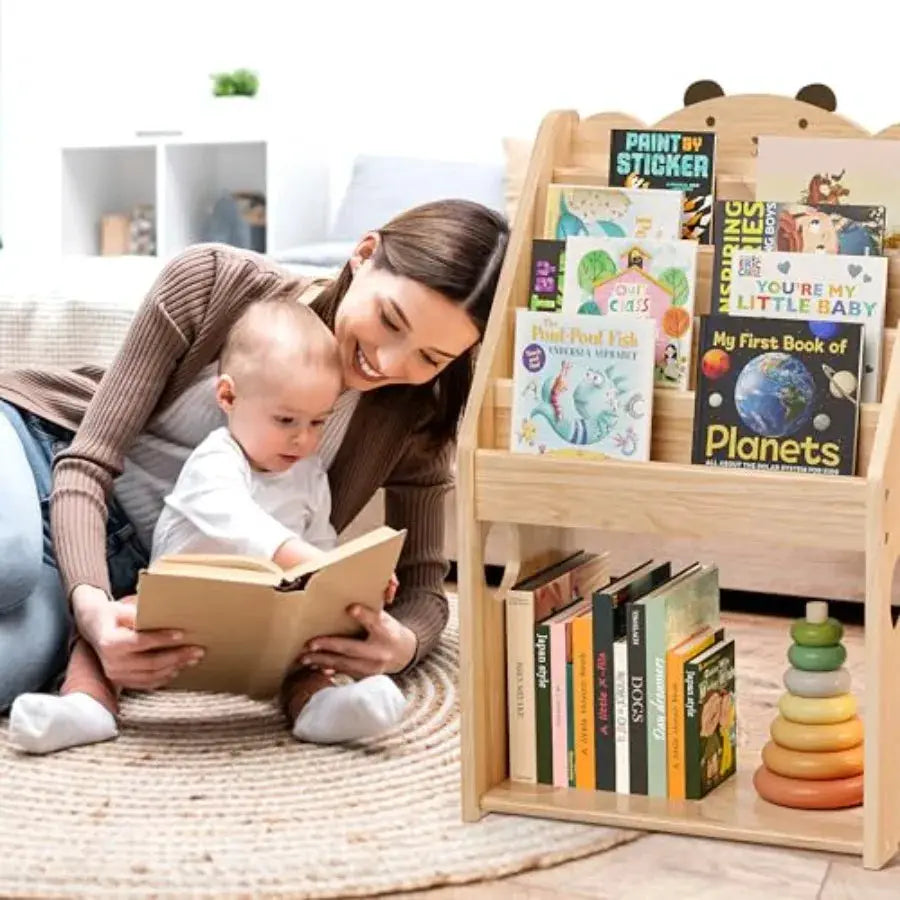 5 Tier Montessori Bookshelf with Toy Storage Large Toddler Bookshelf with Chalkboard Baby Bookcase Book Display Shelve for Bedr from PriceLows™