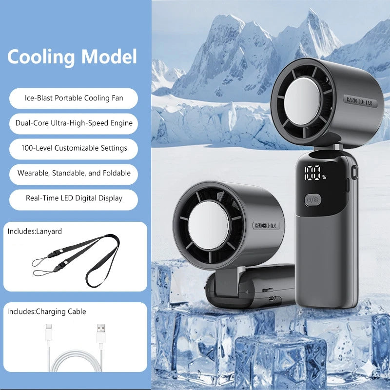 Lenovo Portable Fan | 100 Speed Levels | Foldable Design | One Size