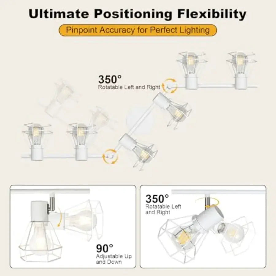 6-Light Track Lighting Directional Ceiling Track Light Fixture White Farmhouse Spotlight Indoor for Kitchen Bedroom Living Room from PriceLows™