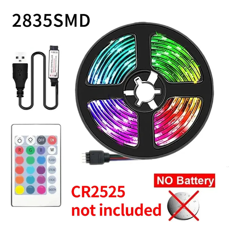 USB 2M/3M RGB Led Strip Light 2835 60Leds DC 5V RGB Ribbon Led Tape with IR Remote Control PC TV Backlight Gaming Room Decor from PriceLows™