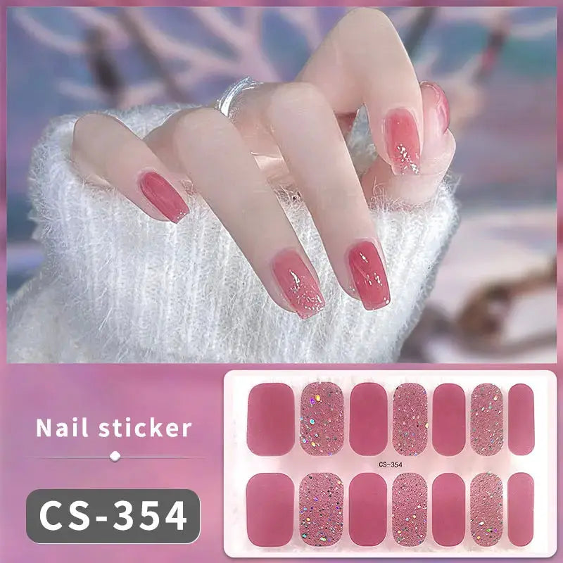 14/16Tips Full Cover Gradient Nail Stickers Multi Color Self Adhesive Slider No Need UV Lamp Cured Press ON Nail Decal from PriceLows™