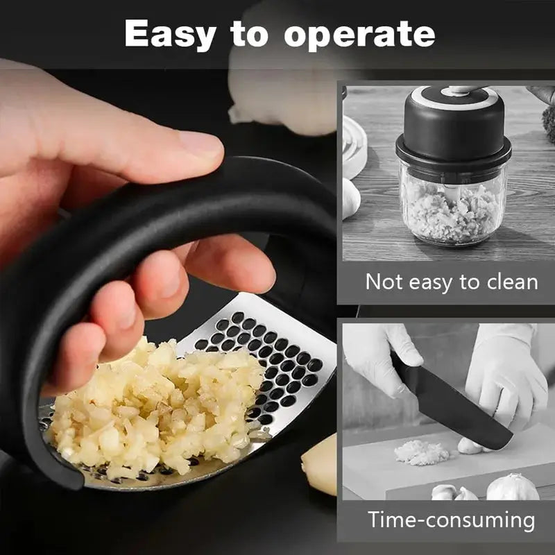 Garlic Press and Mincer, Heavy Duty Stainless Steel with Soft Handle, Effortless Garlic Crusher for Minced Garlic and Paste from PriceLows™