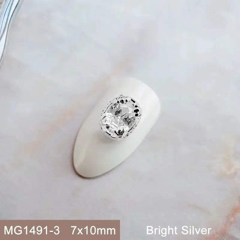 10pcs Pink Black Blue Oval Drop Round Zircon Bright Silver Nails Jewelry Decorations Nail Art Accessories Charms Parts Supplies from PriceLows™