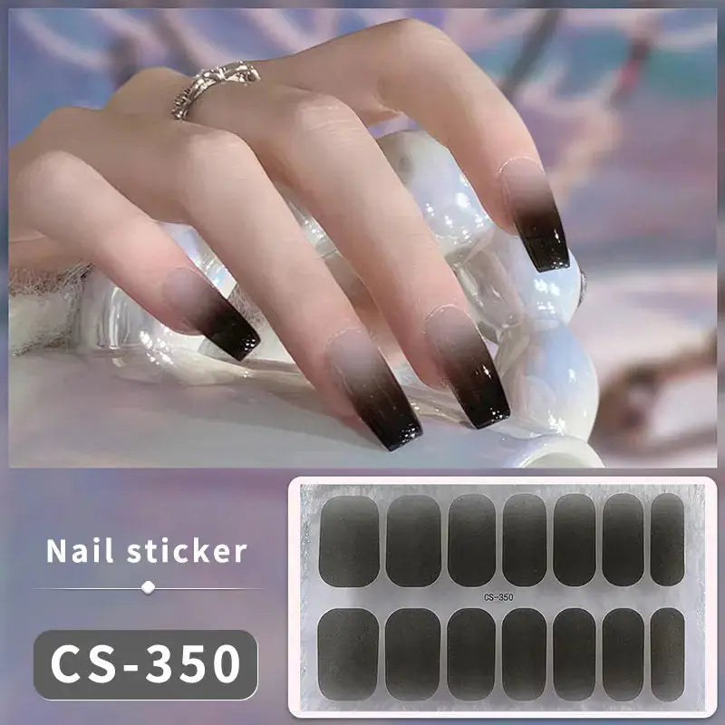 14/16Tips Full Cover Gradient Nail Stickers Multi Color Self Adhesive Slider No Need UV Lamp Cured Press ON Nail Decal from PriceLows™