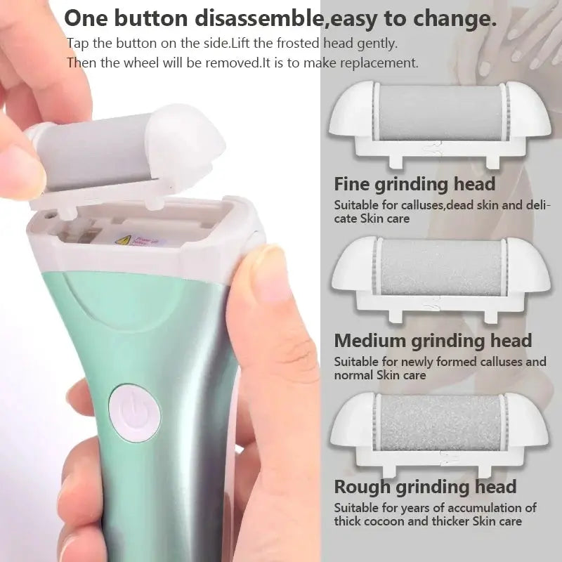 Electric Pedicure Foot File USB Rechargeable Power Display 3pcs Grinding Exfoliator Replacement Heads For Heel Callus Remover from PriceLows™
