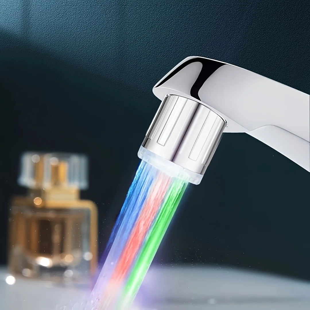 LED Faucet Aerator | 7 Color Temperature | Water Powered Glow | Plastic Adapter
