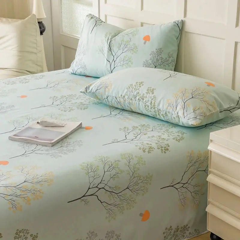 100% Cotton Coarse Weave Flat Sheet, Floral Striped Print Bed Sheet, Breathable Durable All Season Bedding for Kids & Adults from PriceLows™