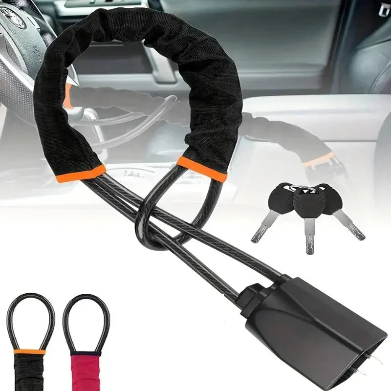 Universal anti-theft device safety belt buckle lock steel wire rope lock for Vehicles Prevent Theft Durable Security Rope from PriceLows™