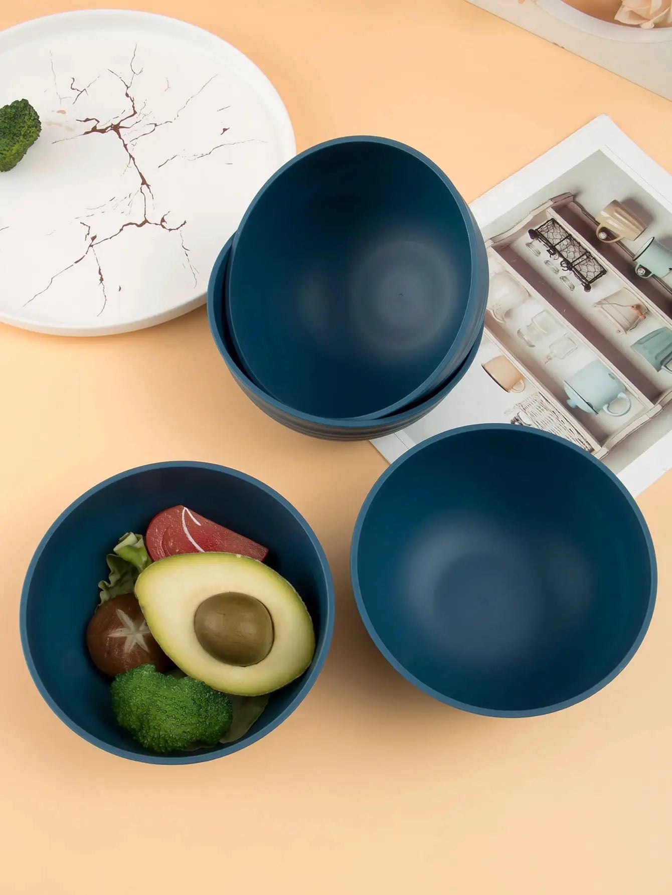 Cutlery set with cups, plates, and bowls, 16/32-piece set, dishwasher safe, off-white plastic bowls and plates, home set, suitab from PriceLows™