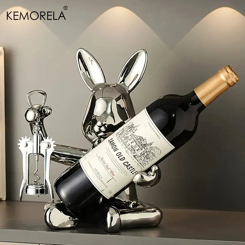 KEMORELA 1PCS Creative Rabbit Wine Rack Ornaments Ceramic Material Holiday Decoration Cup Holder Living Room Wine Rack Ornaments from PriceLows™