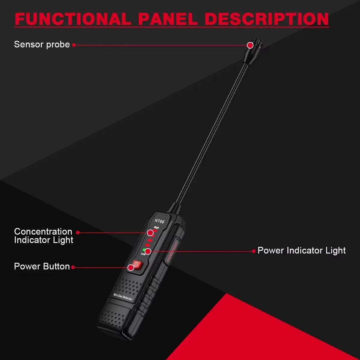 HABOTEST HT66 Gas Leak Detector Combustible Natural Methane Gas Leak Detector 50-1000PPM Sound Alarm Gas Tester from PriceLows™