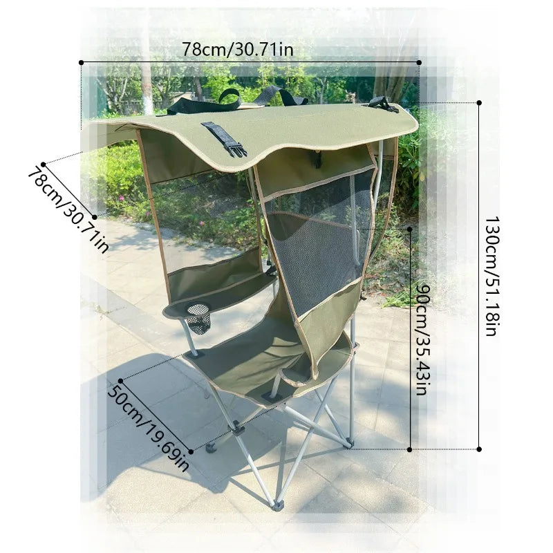 Outdoor Folding Chair | Sunshade Canopy | Iron Frame