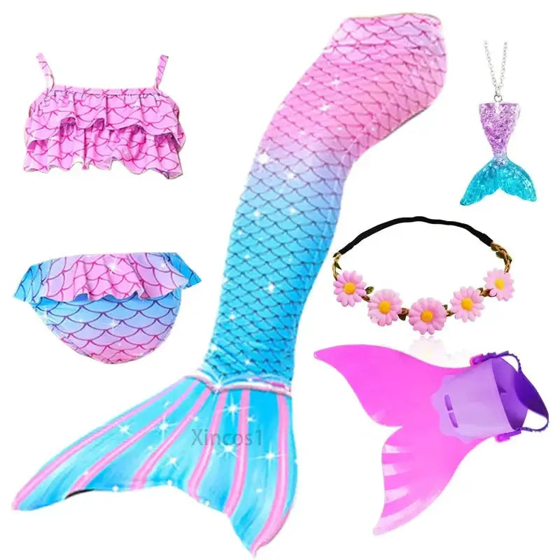 Girls Swimming Mermaid Tail Mermaid Costume Dress Cosplay Christmas Birthday Gift Swimsuit Can Add Monofin Fin Halloween Costume from PriceLows™