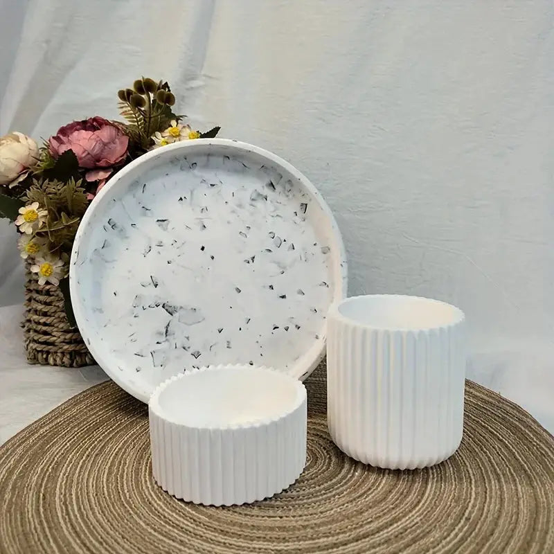 3 Pcs Silicone Molds | Round Tray | Epoxy Concrete Resin DIY