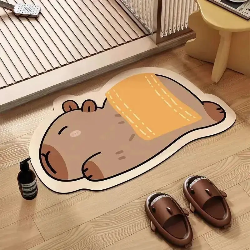 VIKAMA Cute Capybara Bath Mat Absorbs Water Dries Quickly Non-Slip Wear-Resistant Decorative Bathroom Entryway Rug from PriceLows™