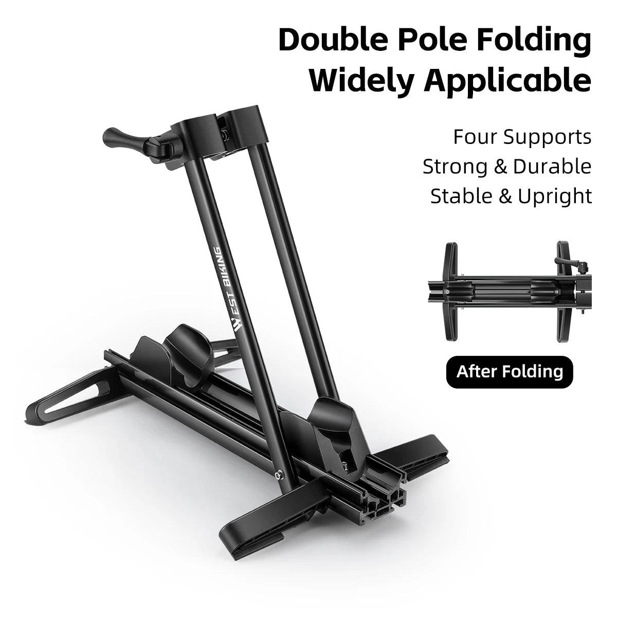 WEST BIKING Double Pole Bicycle Parking Stand Foldable Indoor Bicycle Rack for 24-29Inch MTB/700C Road Bike Cycling Accessories from PriceLows™