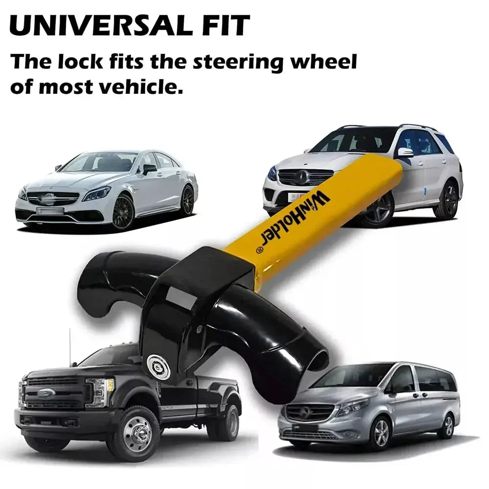Universal Stainless Steel T-Bar Steering Lock - High Security Anti-Theft Device with Anti-Pry & DualGuard Keys for Car,SUV,Truck from PriceLows™