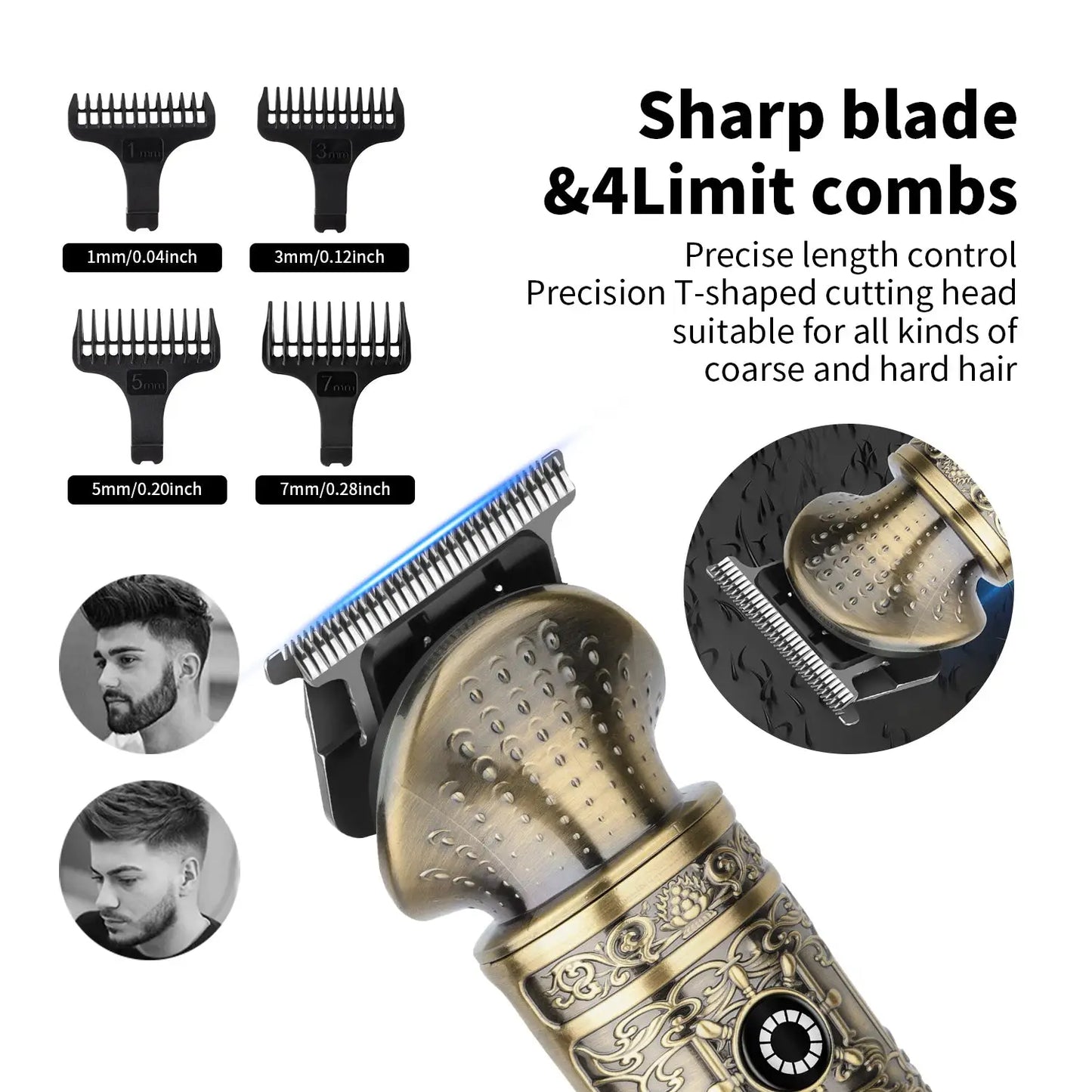 Beard Trimmer | Cordless Rechargeable | Stainless Steel Blades | 3-4 Attachments
