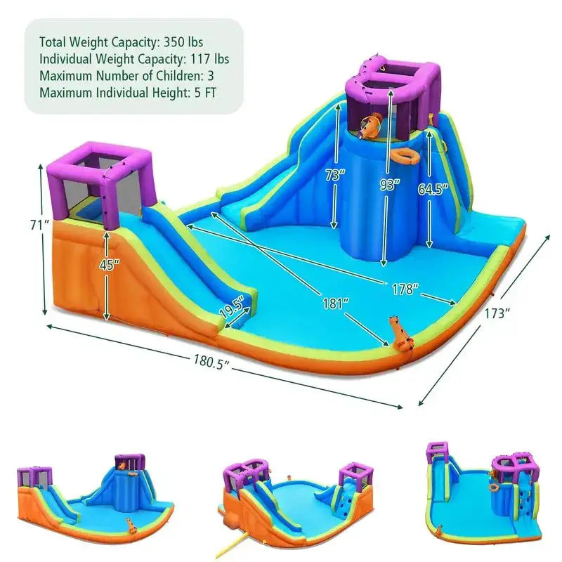 6-in-1 Inflatable Dual Water Slide Bounce House Without Blower from PriceLows™