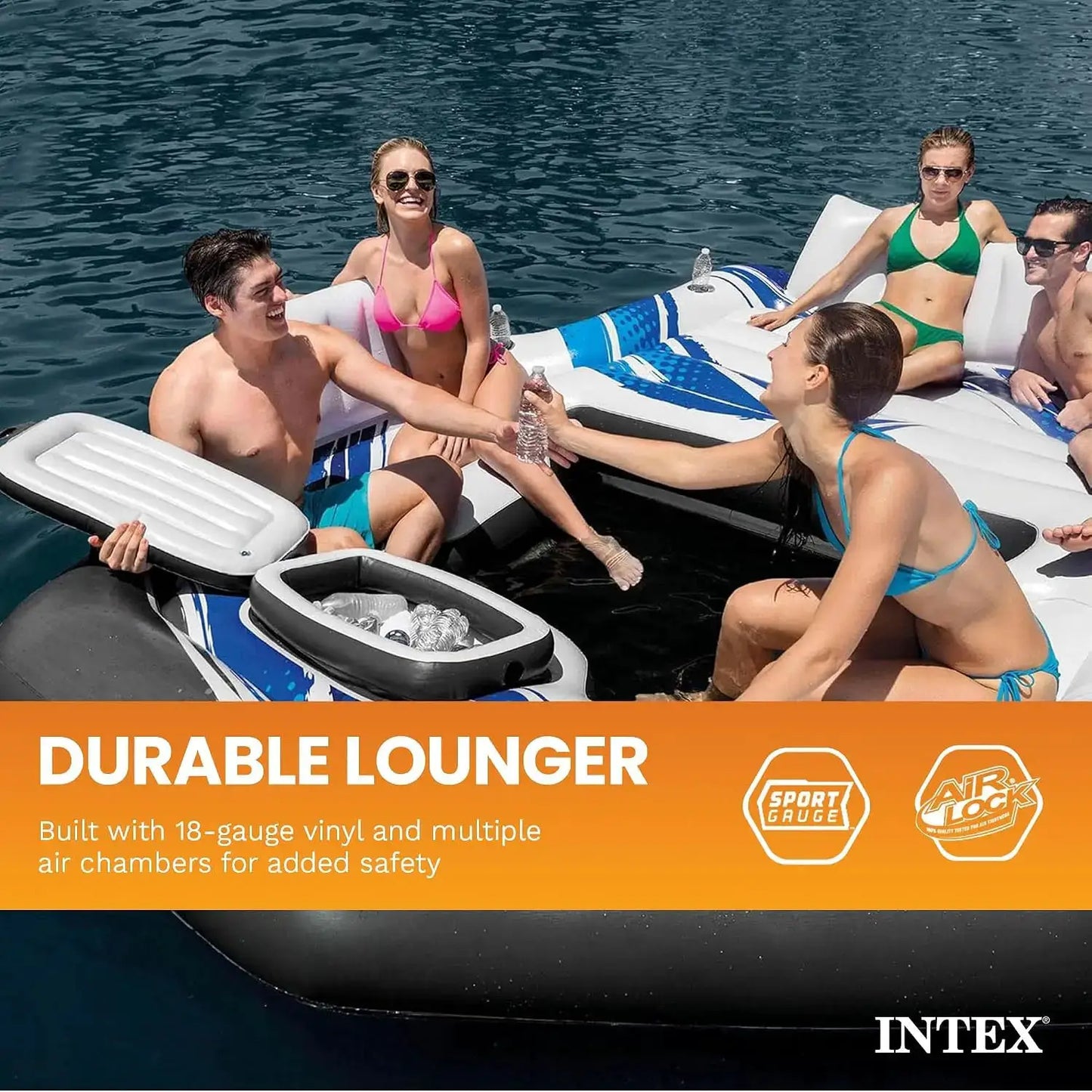 Inflatable Raft | 5 Person Capacity | Built-In Backrests | Blue Tropic