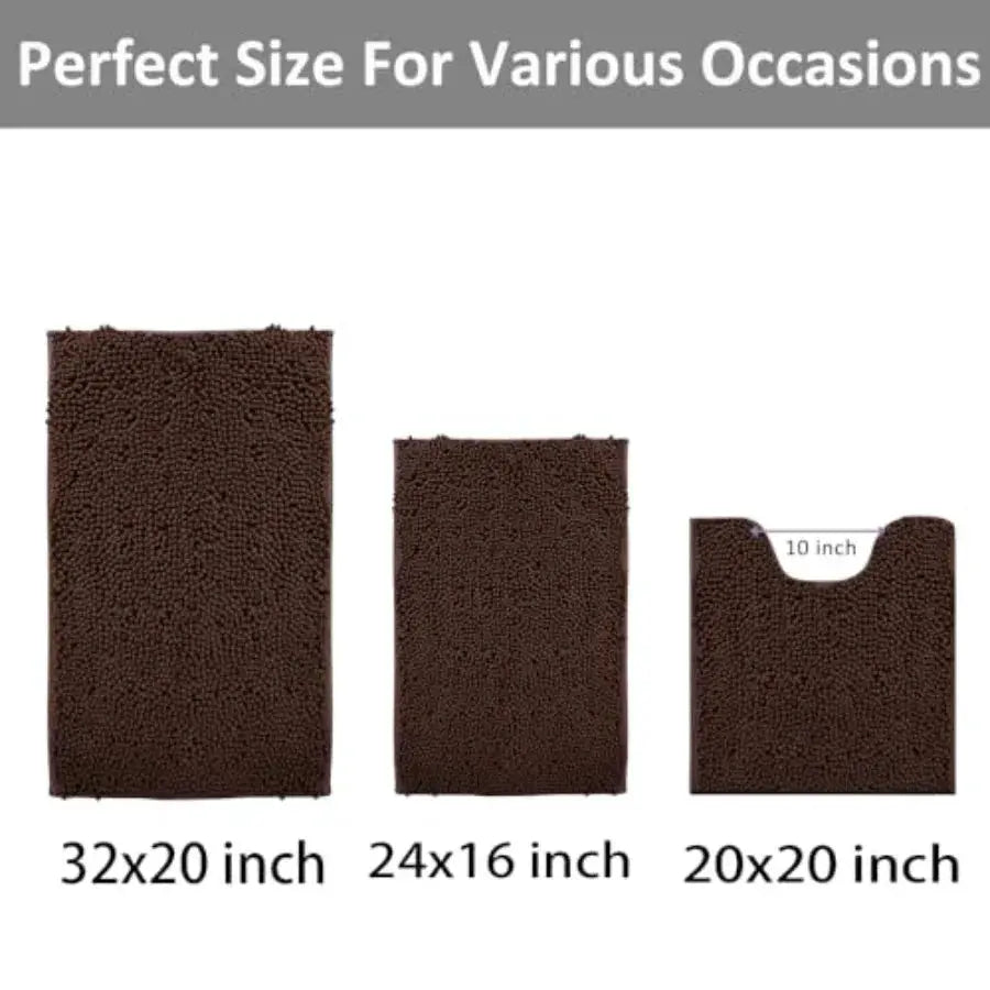 Bath Rug Set 3 Piece Luxury Chenille Extra Soft and Absorbent Shaggy Bathroom Mat Rugs Machine Washable Non-Slip Plush Carpet R from PriceLows™