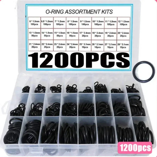 740/1200Pcs O-ring Rubber Gaskets Seal Ring Set Nitrile Rubber High Pressure O-Rings NBR Sealing Elastic Band O Rubber Rings Set from PriceLows™