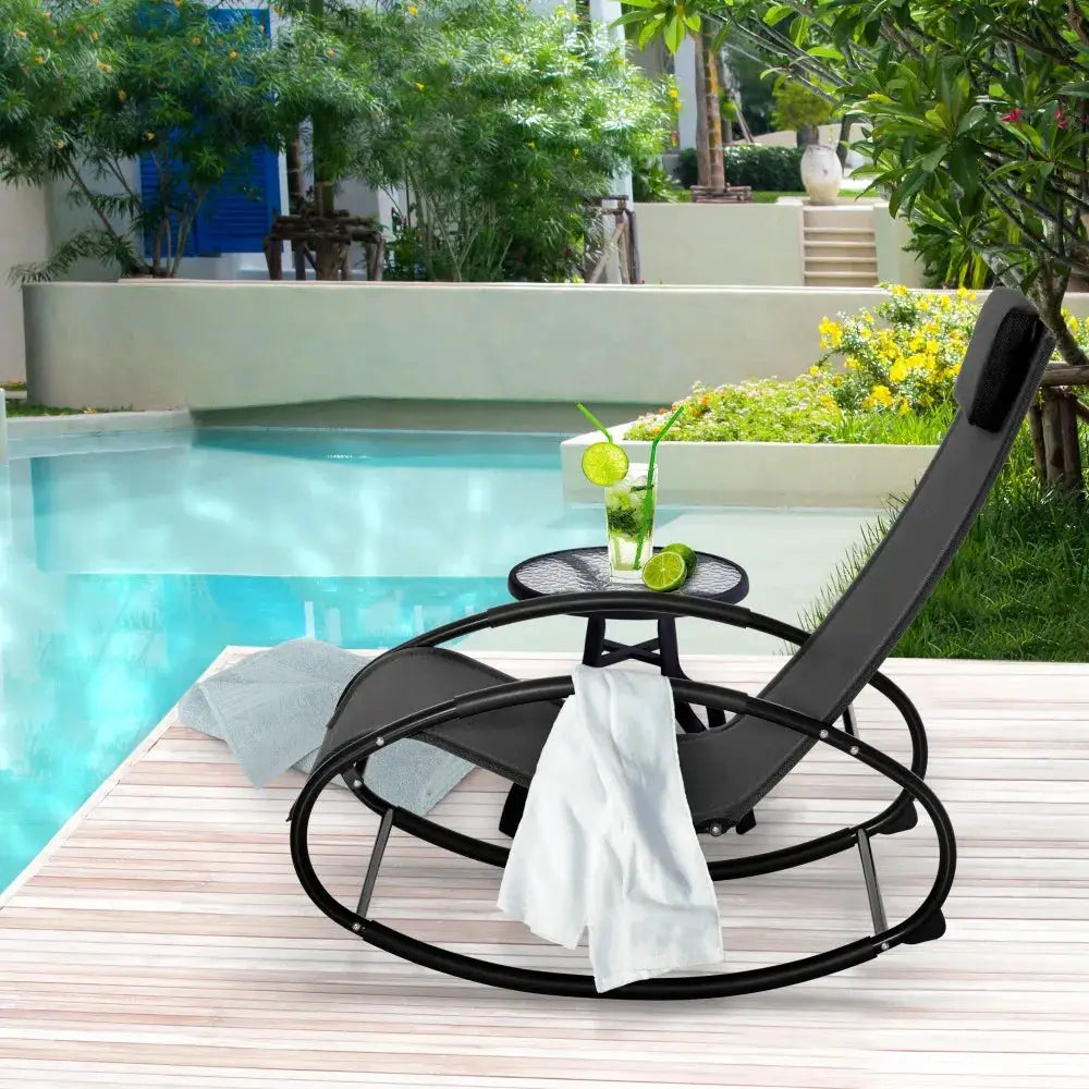 Patio Lounger Rocking Chair w/ Zero Gravity Seat Pillow Armrest from PriceLows™