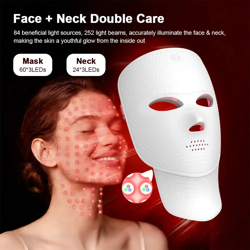 7 Color Led Facial Mask | Includes Neck Support | Home Use Skin Care