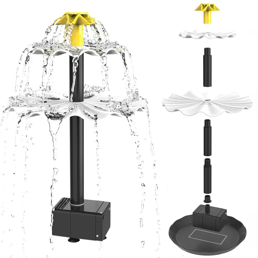 3-Tier Decorative Fountain with Solar Panel Water Fountain and Birdbath Water Fountain with Birdbath for Courtyard Patio Balcony from PriceLows™