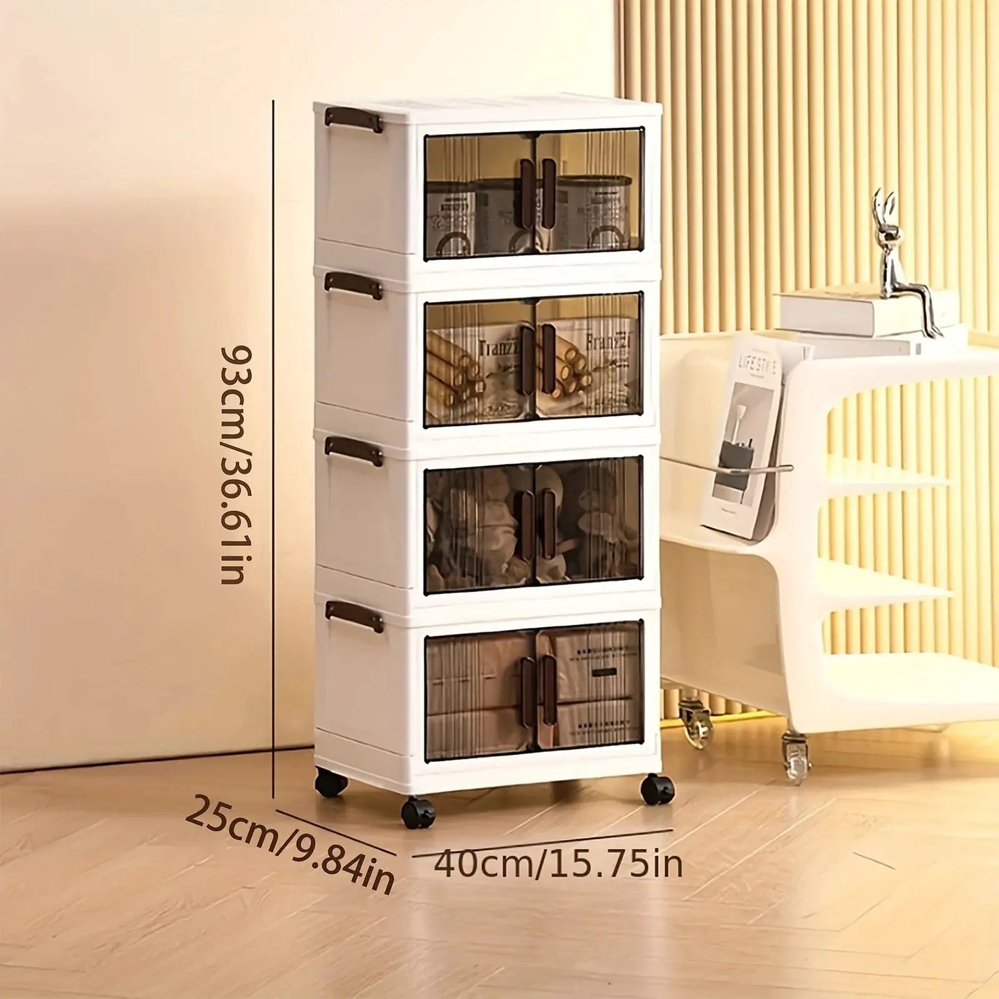 3/4/5 Layer Folding Storage Cabinet - Plastic Storage Bins with Lids, Collapsible Stackable Containers with Wheels, Living Room Storage Boxes, Home Office Clothes Storage Cabinets And Suitcases, Foldable Organizer System for from PriceLows™