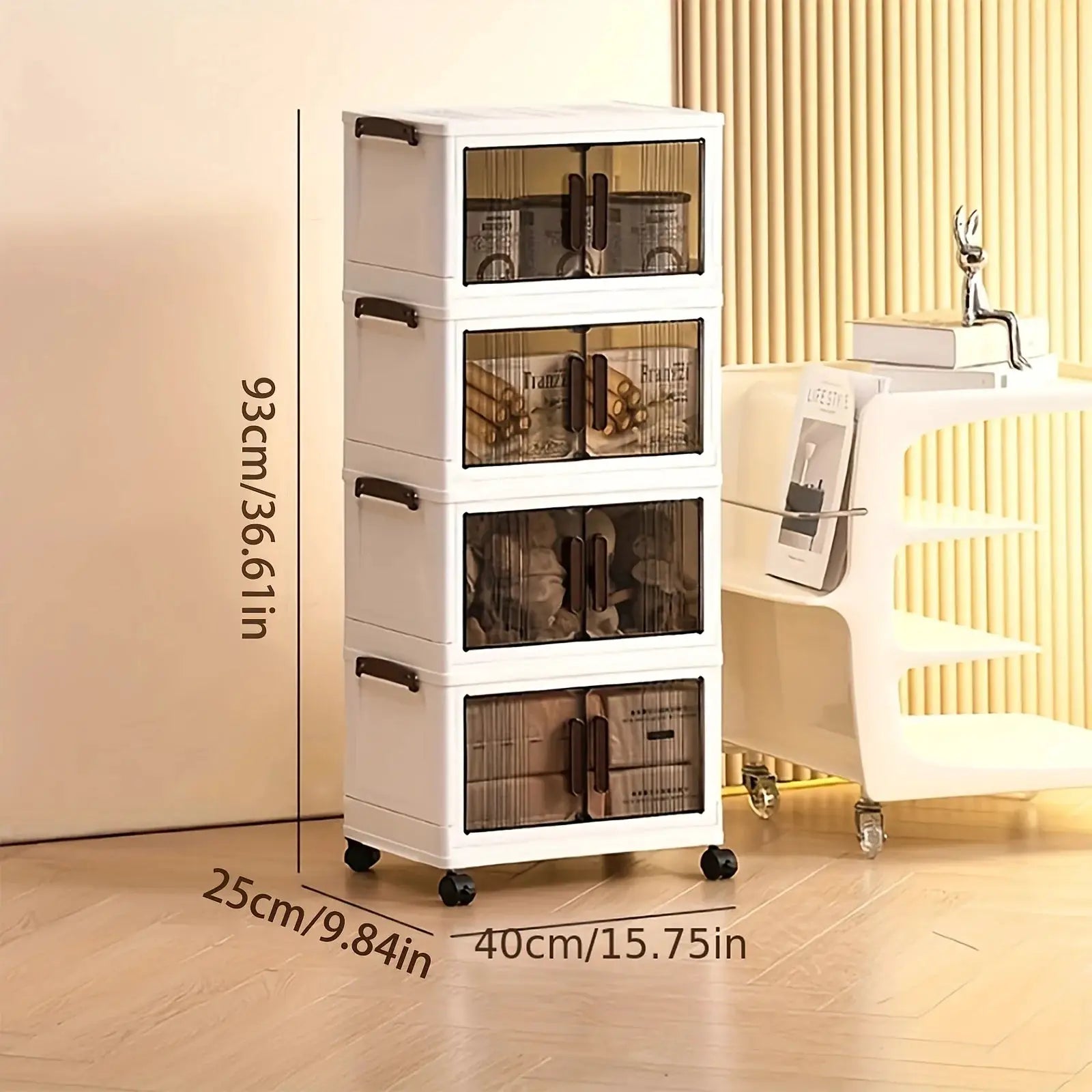 3/4/5 Layer Folding Storage Cabinet - Plastic Storage Bins with Lids, Collapsible Stackable Containers with Wheels, Living Room Storage Boxes, Home Office Clothes Storage Cabinets And Suitcases, Foldable Organizer System for from PriceLows™