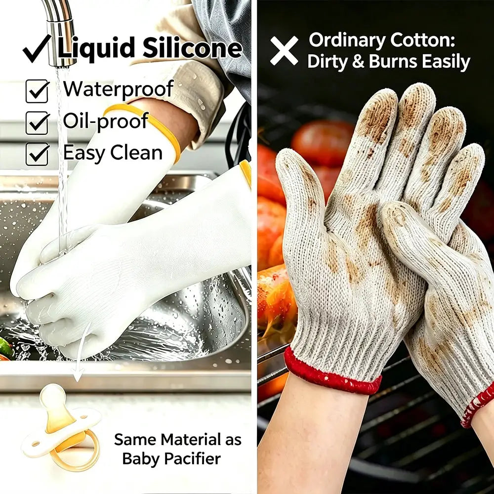 Silicone Oven Gloves | Heat Resistant | Food Grade | Extra Long 13.8in