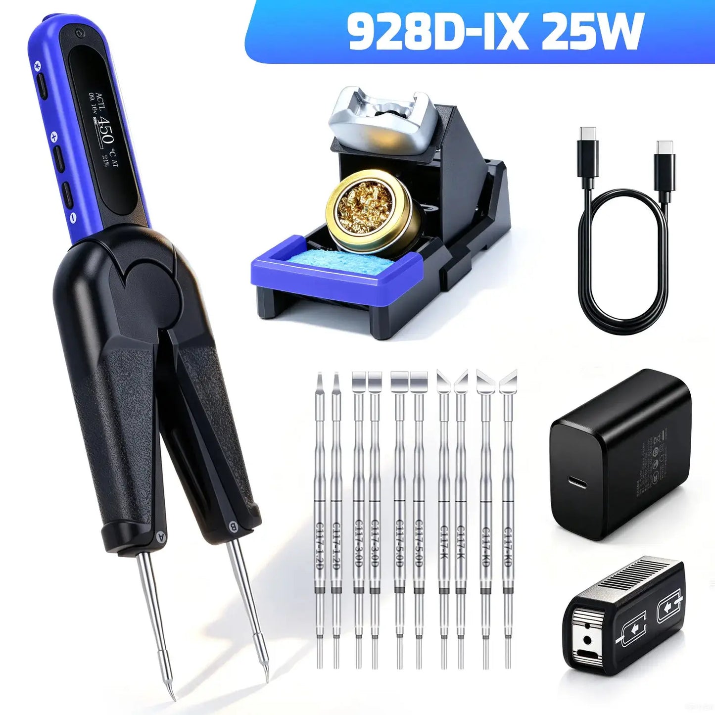 Portable Hot Tweezer Soldering Station 25W/60W Optional WEP 928D-IX Soldering Iron Kit For Precision DIY Hand Tool Support PD/QC from PriceLows™