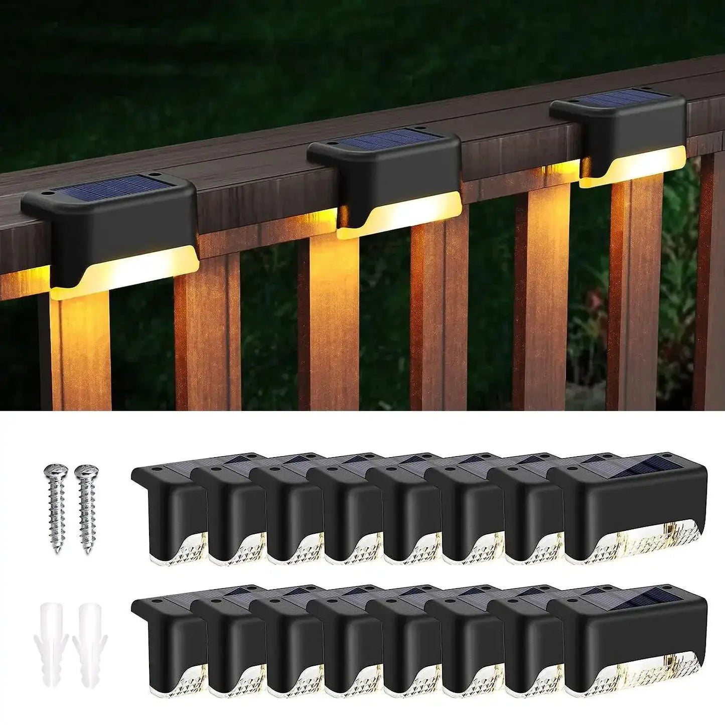 16-Pack Outdoor Solar Deck Lamp For Outdoor Stairs, Steps, Fences, Yards, Patios And Paths LED Light (Warm White) from PriceLows™