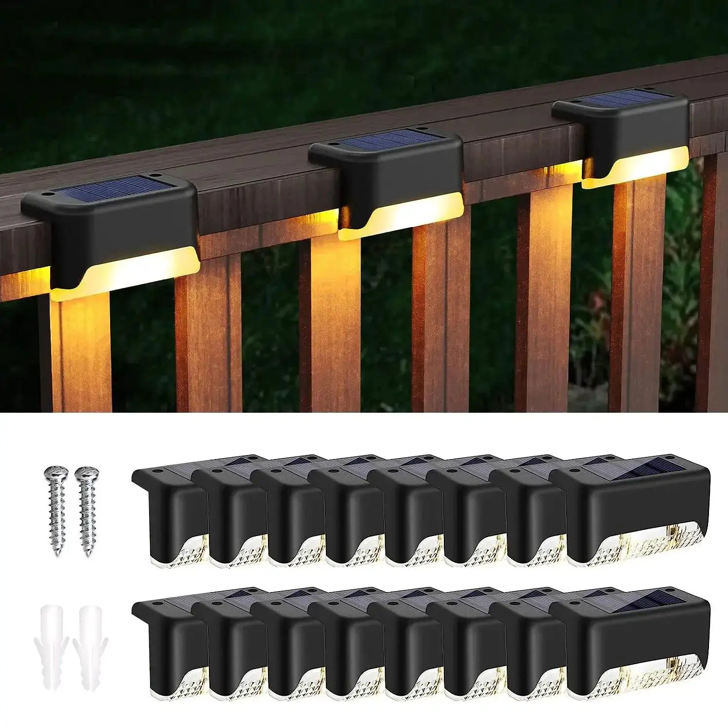 16-Pack Outdoor Solar Deck Lamp For Outdoor Stairs, Steps, Fences, Yards, Patios And Paths LED Light (Warm White) from PriceLows™
