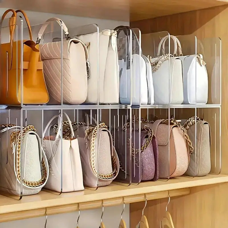4 Slots Handbag Storage Racks Transparent Wardrobe Divider Shelf Acrylic Storage Holder Closet Organizer Bags Display Racks from PriceLows™