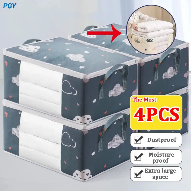 Big Capacity Storage Bag 4/2/1PCS Quilt Clothes Moisture Dust Proof Proof Organizer Duvet Blanket Sorting Bags Luggage Bag from PriceLows™